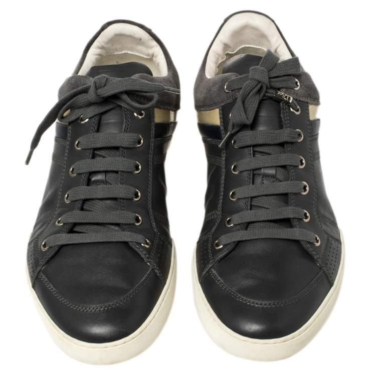 Pre Owned Dior Homme Grey Leather and Suede Low Top Sneakers Size 43