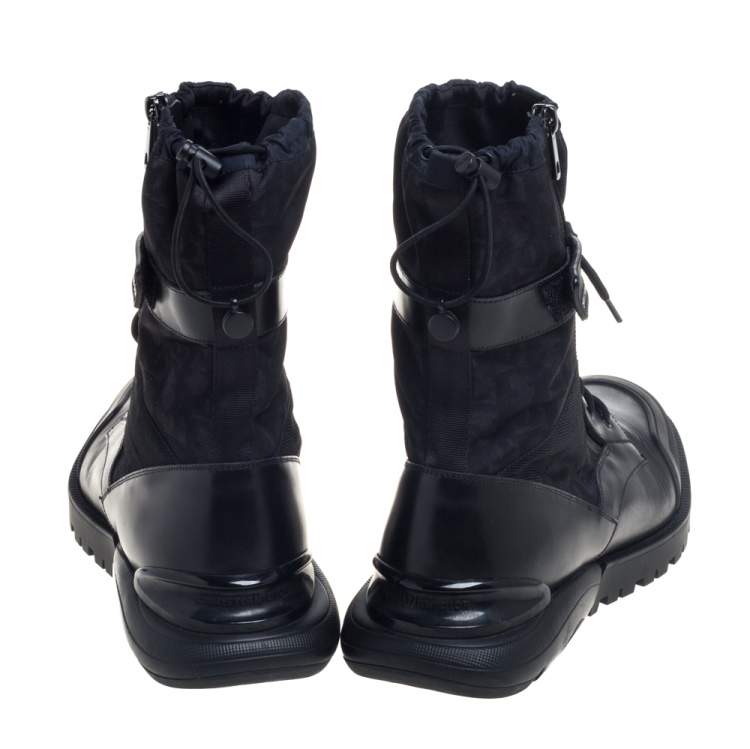 Pre Owned Dior Black Canvas And Leather Explorer Ankle Boots Size 44