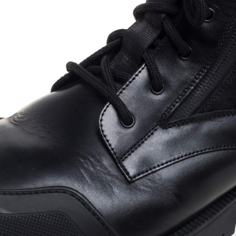 Pre Owned Dior Black Canvas And Leather Explorer Ankle Boots Size 44