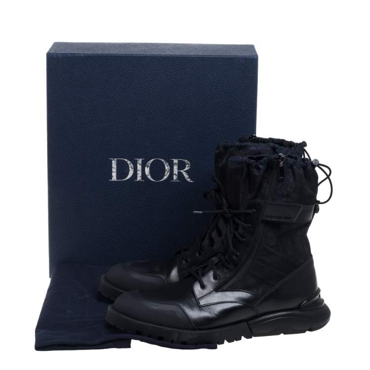 Pre Owned Dior Black Canvas And Leather Explorer Ankle Boots Size 44