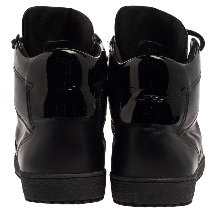 Pre Owned Dior Black Leather And Patent High Top Sneakers Size 40