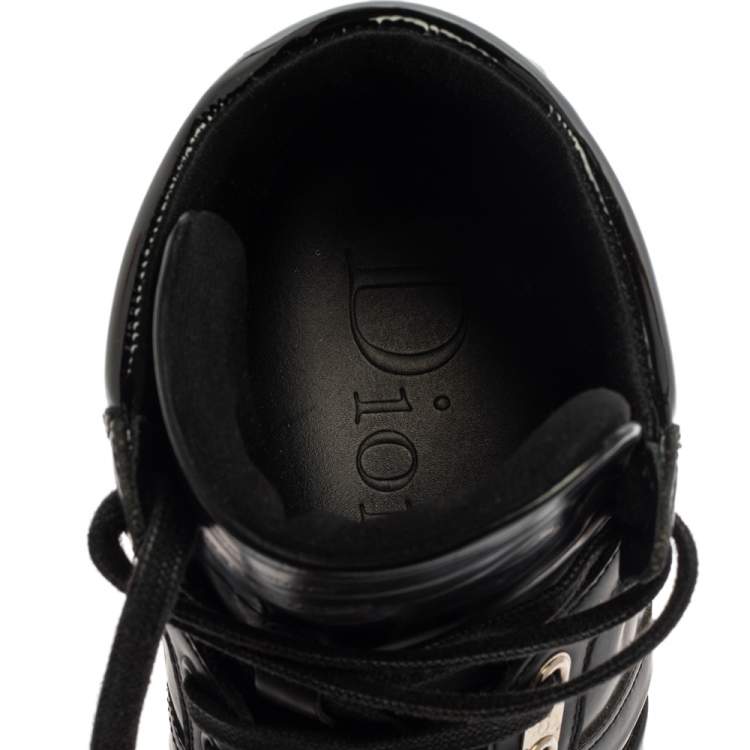 Pre Owned Dior Black Leather And Patent High Top Sneakers Size 40