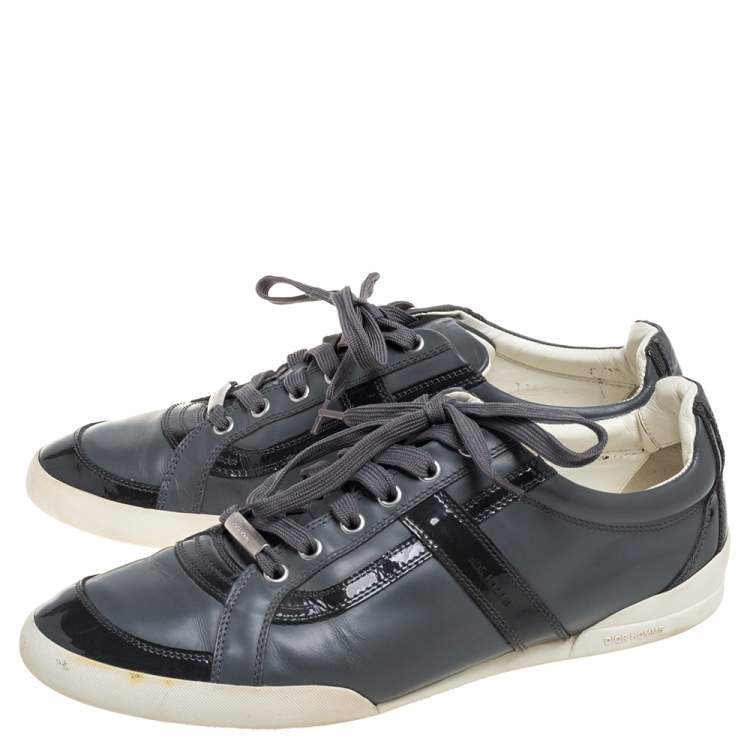 Pre Owned Dior Grey Patent Leather and Leather Low Top Sneaker Size 41