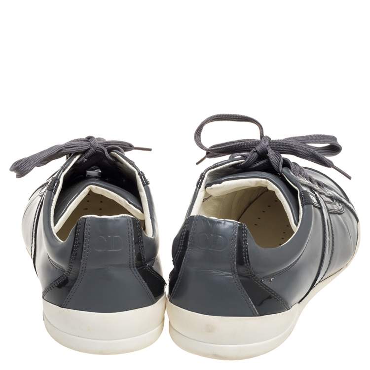 Pre Owned Dior Grey Patent Leather and Leather Low Top Sneaker Size 41