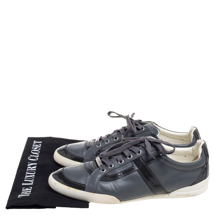 Pre Owned Dior Grey Patent Leather and Leather Low Top Sneaker Size 41