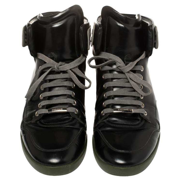 Pre Owned Dior Black Leather High Top Sneakers Size 44