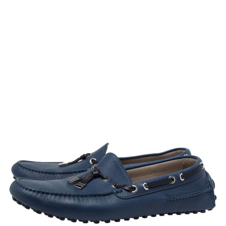 Pre Owned Dior Blue Leather Loafers Size 41