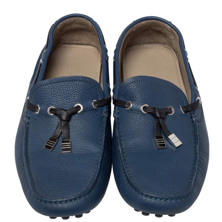 Pre Owned Dior Blue Leather Loafers Size 41