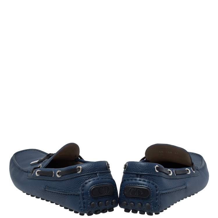 Pre Owned Dior Blue Leather Loafers Size 41