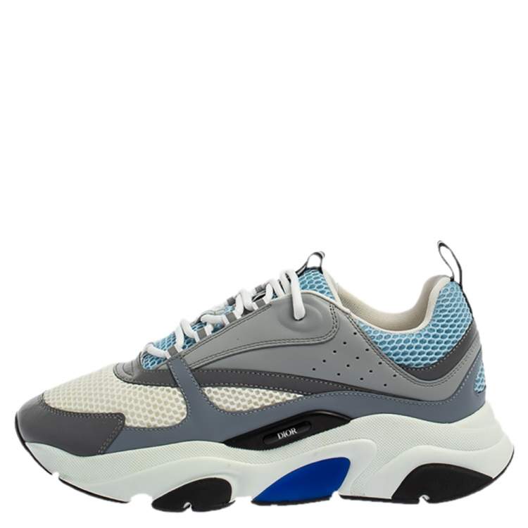 Forslag gele by Dior Homme White/Grey/Blue Leather And Mesh Lace Up Sneakers Size 43 Dior |  TLC
