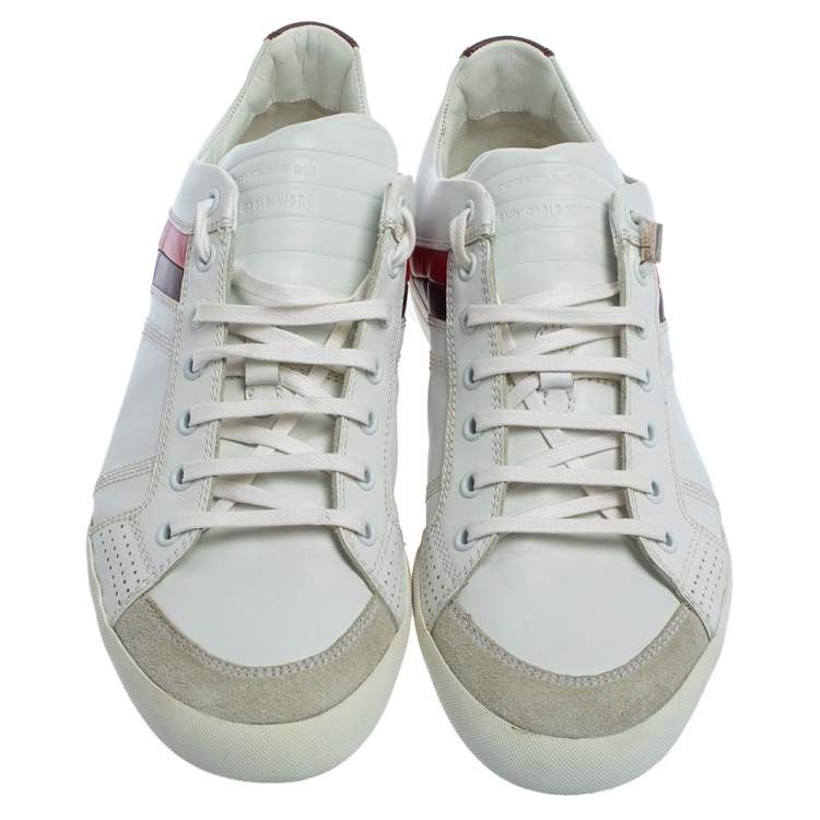 مملوكة مسبقًا Dior White Leather And Suede Low Top Sneakers Size 41.5