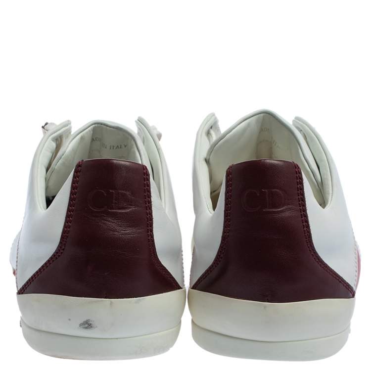 مملوكة مسبقًا Dior White Leather And Suede Low Top Sneakers Size 41.5