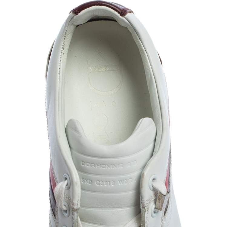 مملوكة مسبقًا Dior White Leather And Suede Low Top Sneakers Size 41.5
