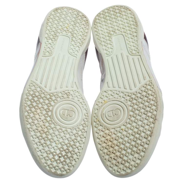 مملوكة مسبقًا Dior White Leather And Suede Low Top Sneakers Size 41.5