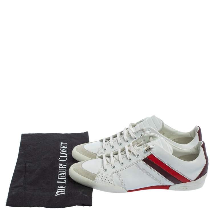 مملوكة مسبقًا Dior White Leather And Suede Low Top Sneakers Size 41.5