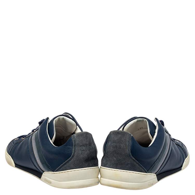 Pre Owned Dior Blue Leather And Suede Low Top Sneakers Size 39.5