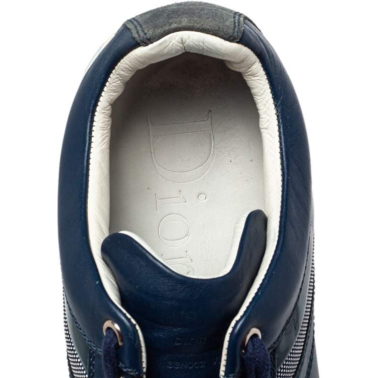 Pre Owned Dior Blue Leather And Suede Low Top Sneakers Size 39.5