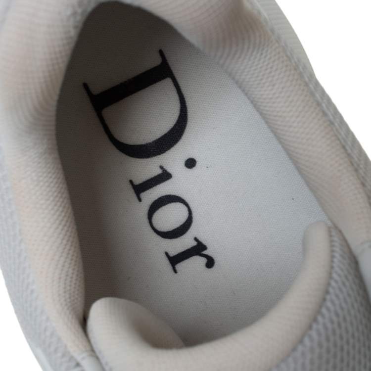 Pre Owned Dior White/Silver Mesh And Leather B24 Sneakers Size 43