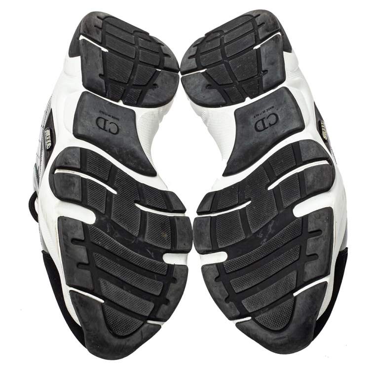 مملوكة مسبقًا Dior Black/ Silver Mesh And Patent Leather B22 Runner Sneakers Size 44