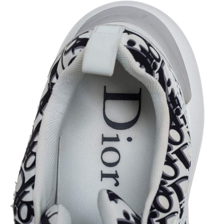 Pre Owned Dior White/Black Oblique Cannage Neoprene And Rubber B24 Low Top Sneakers Size 43