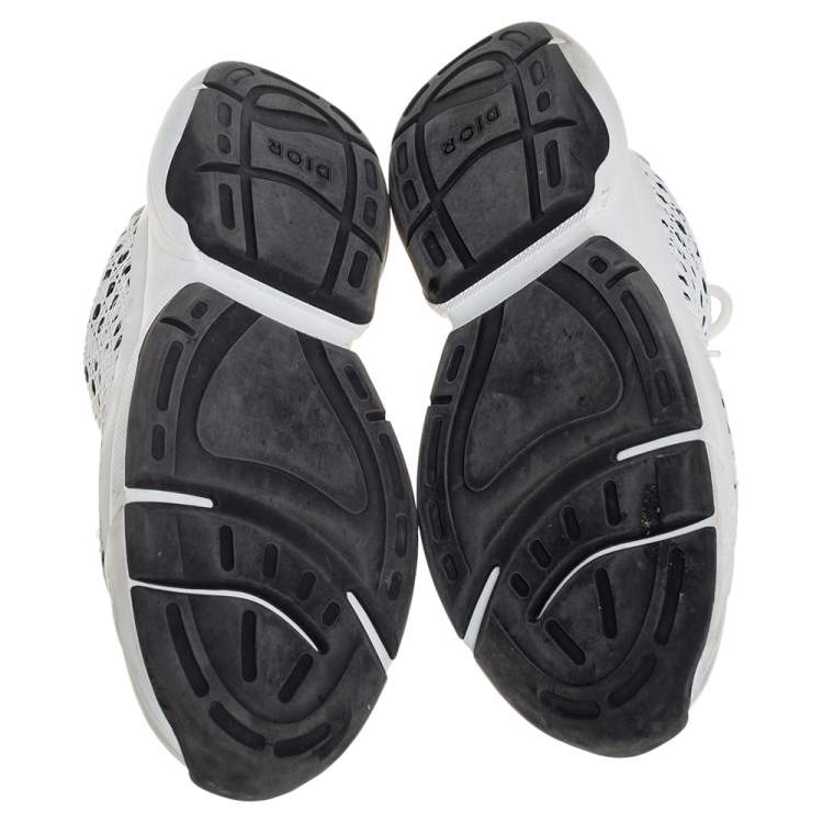 Pre Owned Dior White/Black Oblique Cannage Neoprene And Rubber B24 Low Top Sneakers Size 43