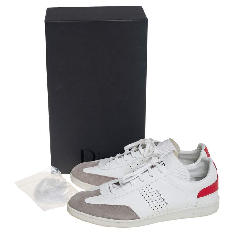 Pre Owned Dior White/Grey Suede And Leather B01 Low Top Sneakers Size 43 