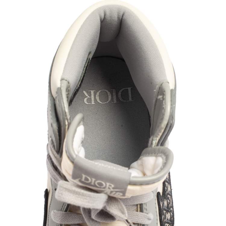 Pre Owned Jordan x Dior Grey/White Leather Air Jordan 1 Retro High Top Sneakers Size 46