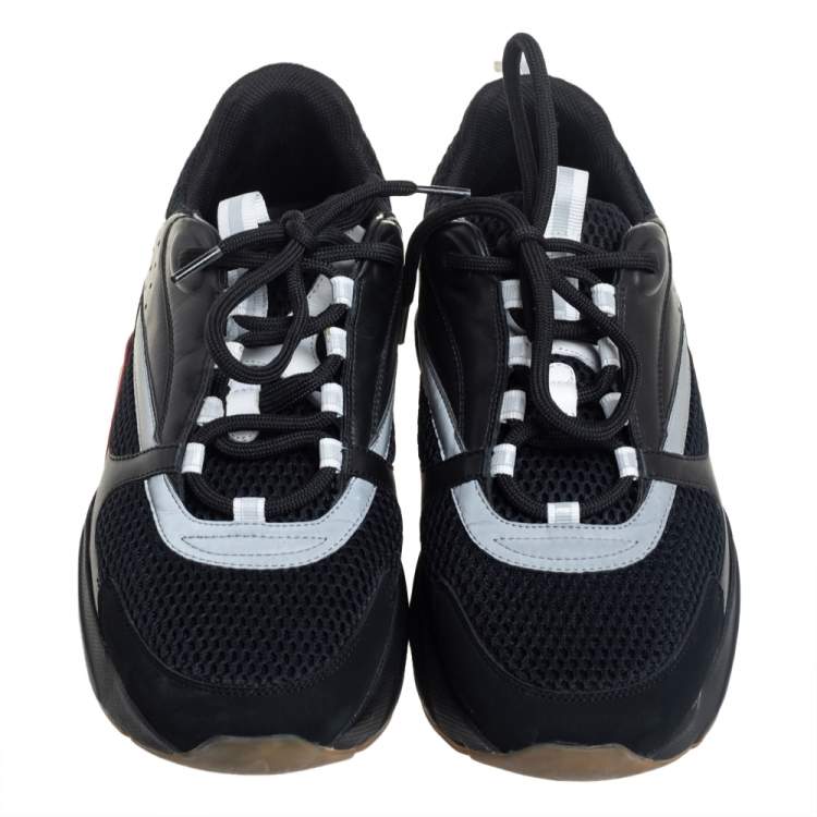Pre Owned Dior Black Mesh And Leather B22 Low Top Sneakers Size 43
