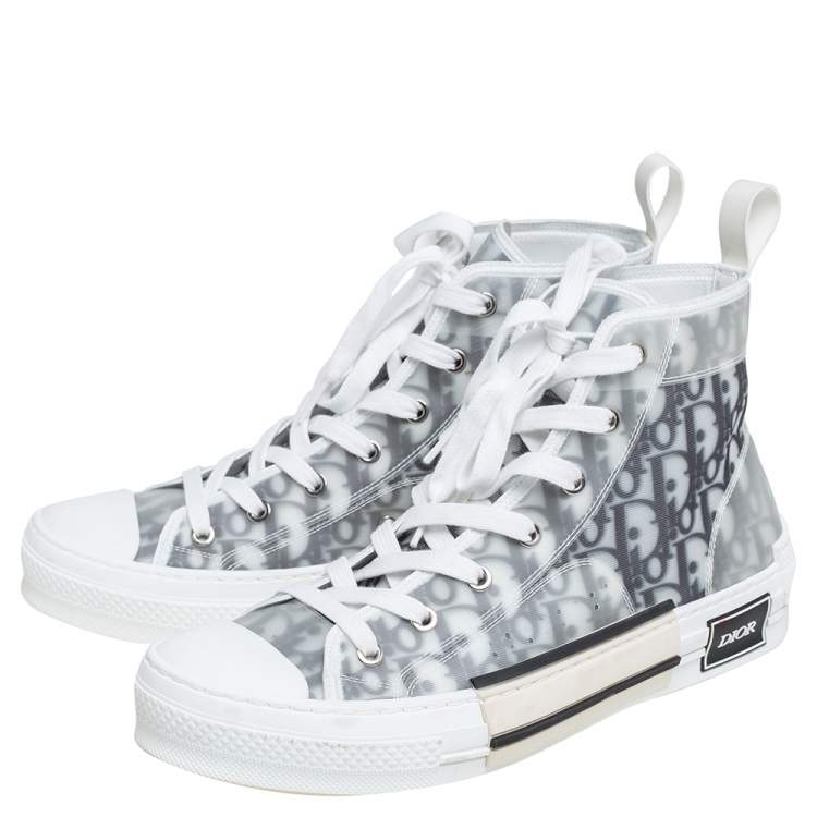 Pre Owned Dior White/Grey Oblique Mesh B23 High Top Sneakers Size 41