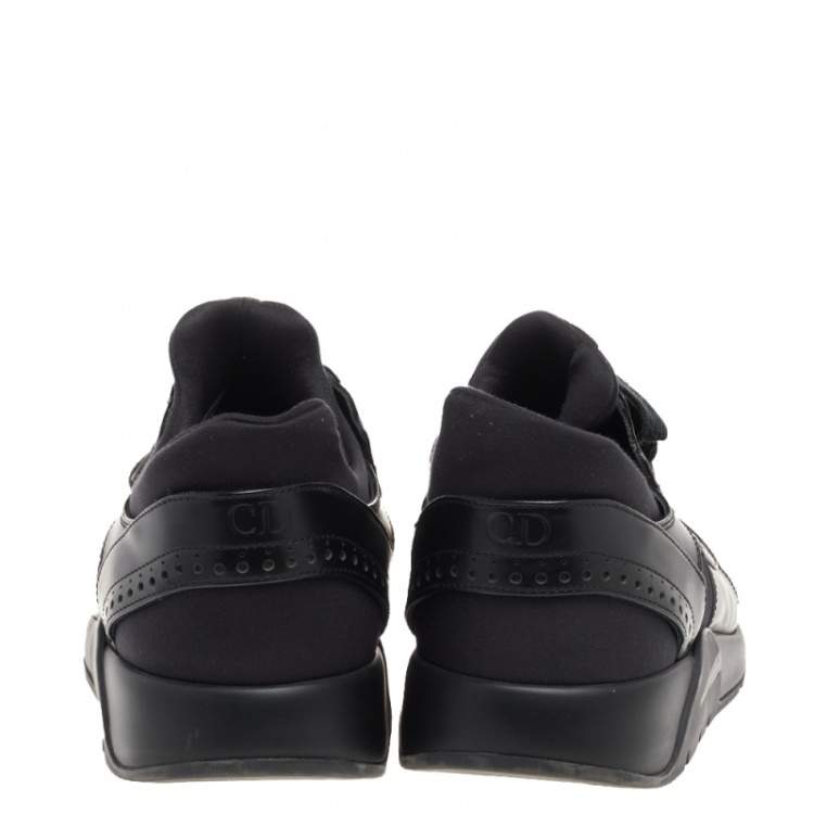 مملوكة مسبقًا Dior Black Leather And Mesh Low Top Sneakers Size 43