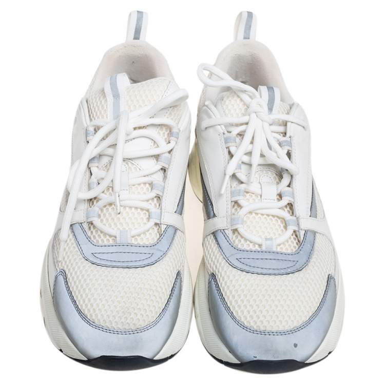 Pre Owned  Dior White/Grey Leather And Mesh Trainers Sneakers Size 45