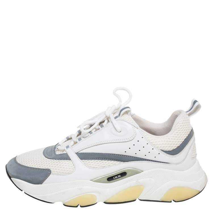 Pre Owned  Dior White/Grey Leather And Mesh Trainers Sneakers Size 45