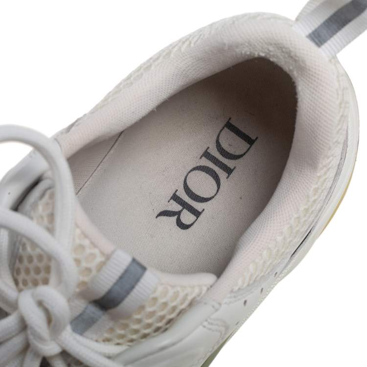 Pre Owned  Dior White/Grey Leather And Mesh Trainers Sneakers Size 45