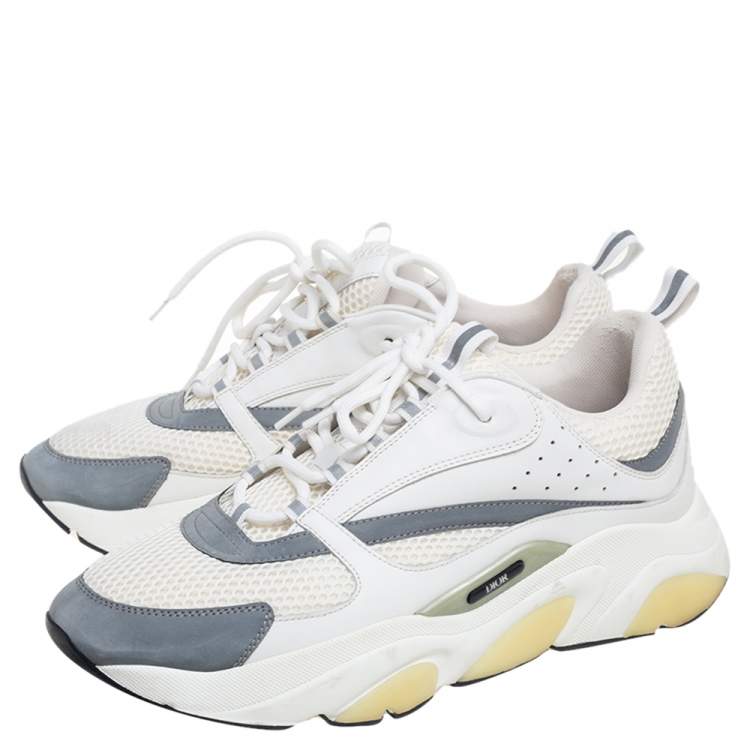 Pre Owned  Dior White/Grey Leather And Mesh Trainers Sneakers Size 45