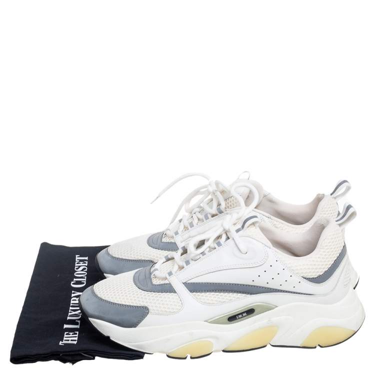 Pre Owned  Dior White/Grey Leather And Mesh Trainers Sneakers Size 45
