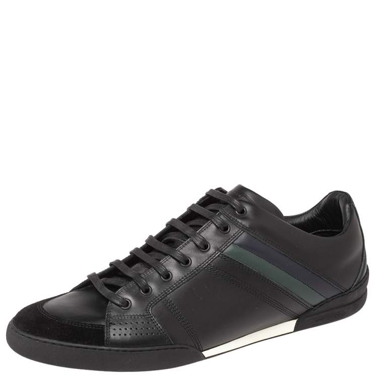 Pre Owned Dior Black Leather And Suede Lace Up Sneakers Size 45