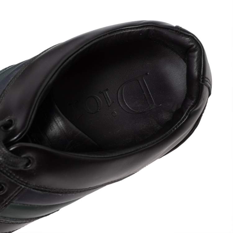 Pre Owned Dior Black Leather And Suede Lace Up Sneakers Size 45