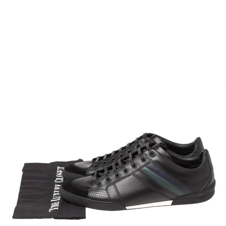 Pre Owned Dior Black Leather And Suede Lace Up Sneakers Size 45