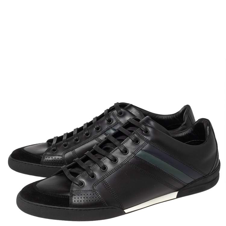 Pre Owned Dior Black Leather And Suede Lace Up Sneakers Size 45