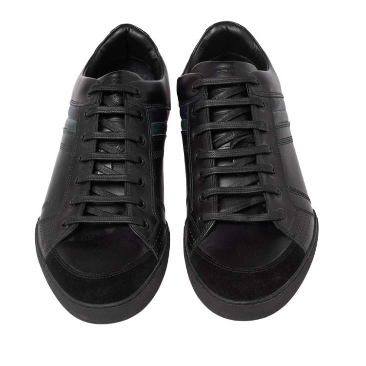 Pre Owned Dior Black Leather And Suede Lace Up Sneakers Size 45