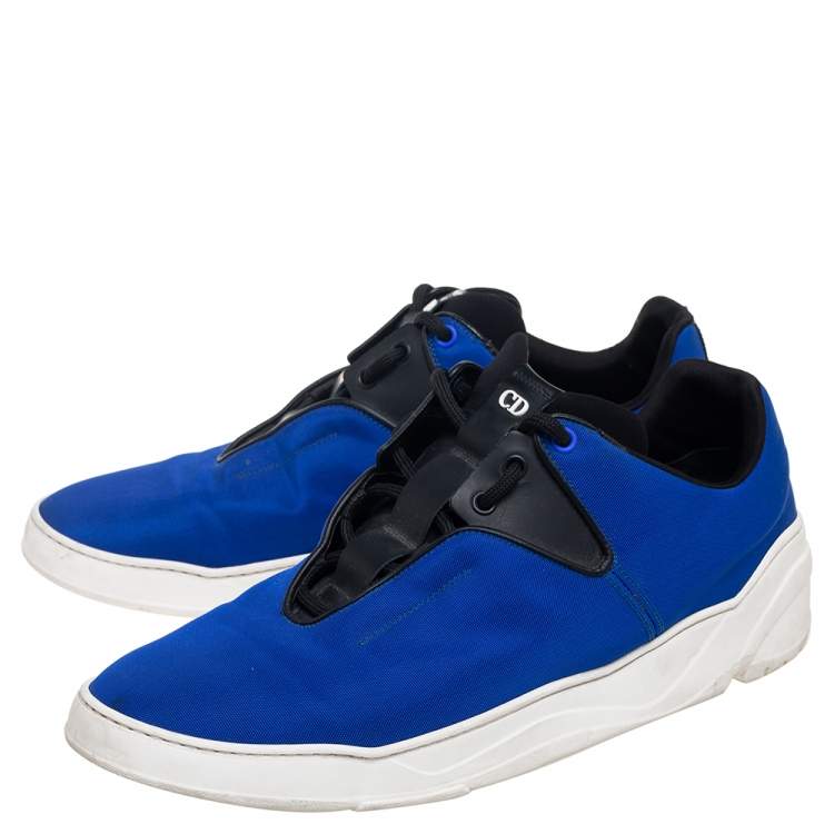 Pre Owned Dior Blue Canvas Runners B17 Lace Up Sneakers  Size 45