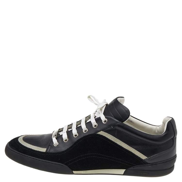 Pre Owned Dior Homme Black/White Leather and Suede Low Top Sneakers Size 42.5