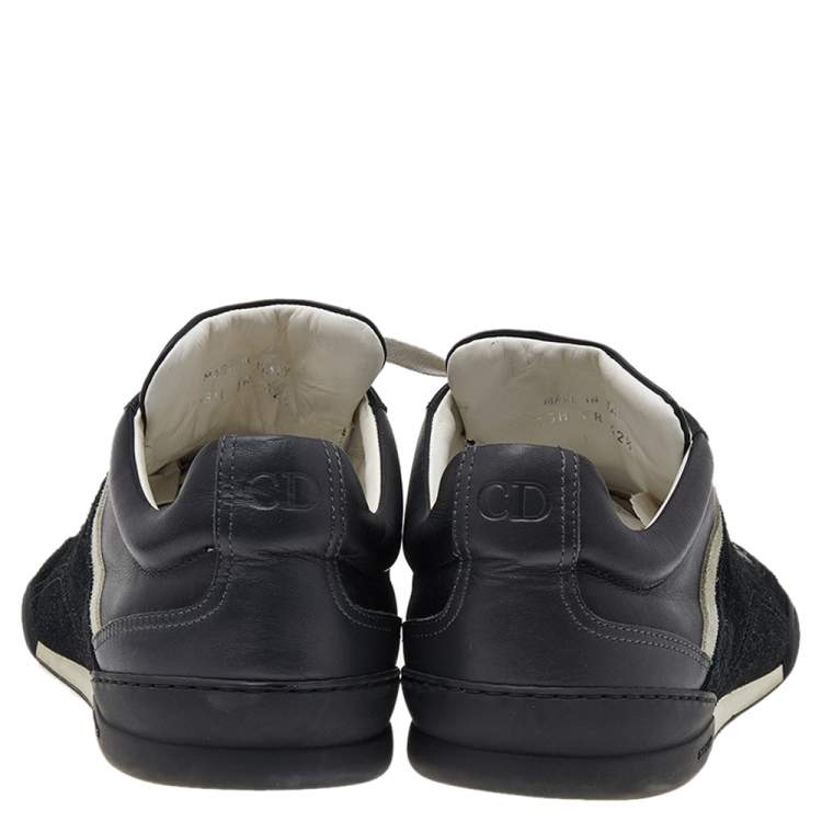 Pre Owned Dior Homme Black/White Leather and Suede Low Top Sneakers Size 42.5