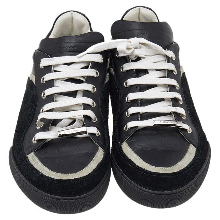 Pre Owned Dior Homme Black/White Leather and Suede Low Top Sneakers Size 42.5