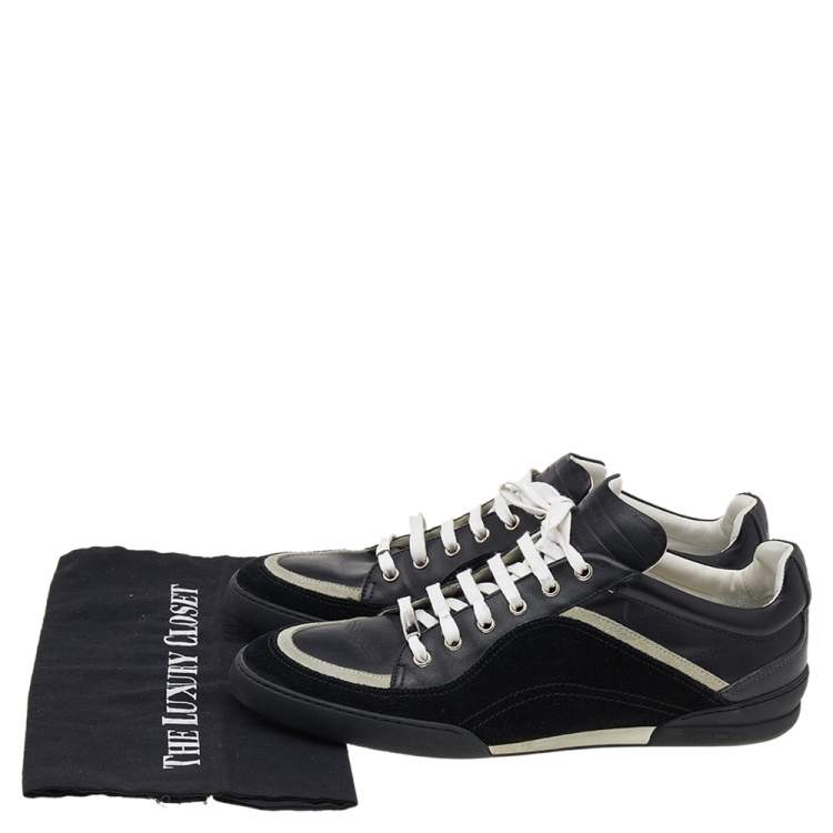 Pre Owned Dior Homme Black/White Leather and Suede Low Top Sneakers Size 42.5