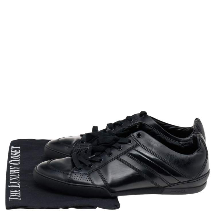 Pre Owned Dior Homme Black Patent and Leather Low Top Sneakers Size 39.5