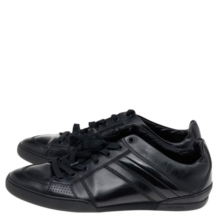 Pre Owned Dior Homme Black Patent and Leather Low Top Sneakers Size 39.5