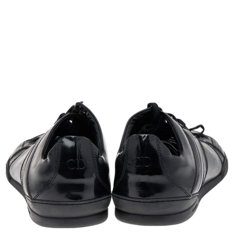 Pre Owned Dior Homme Black Patent and Leather Low Top Sneakers Size 39.5