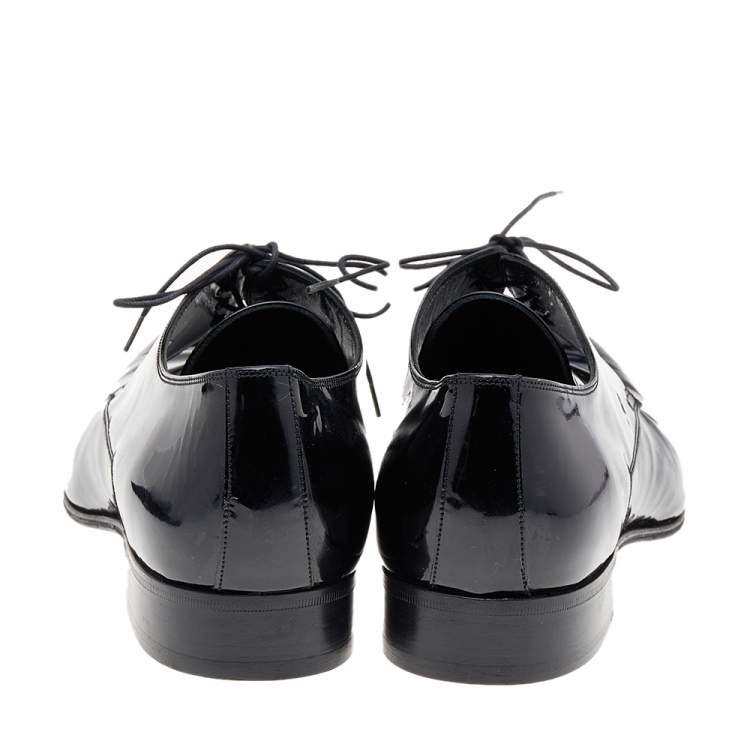 Pre Owned Dior Black Patent Leather Lace Up Derby Size 43
