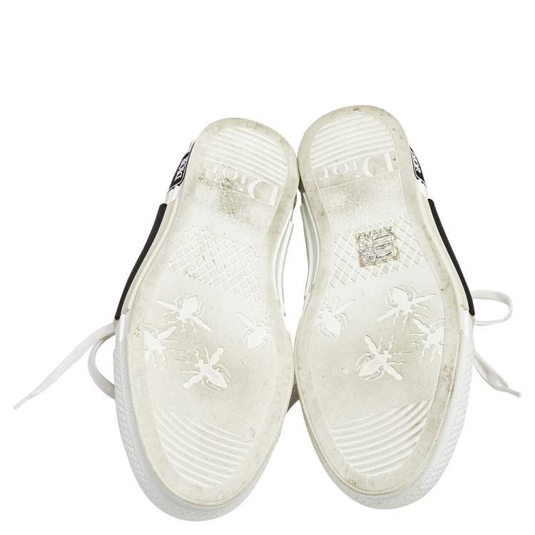 Pre Owned Dior White/Black PVC And Oblique Mesh B23 High Top Sneakers Size 41.5